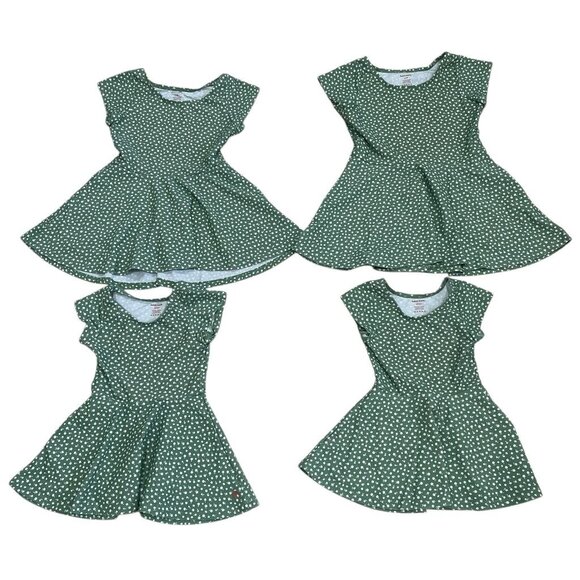 Green Polka Dot Girls Skater Dress 7/8 By Honey Mark Lightweight & Comfortable - Picture 2 of 5